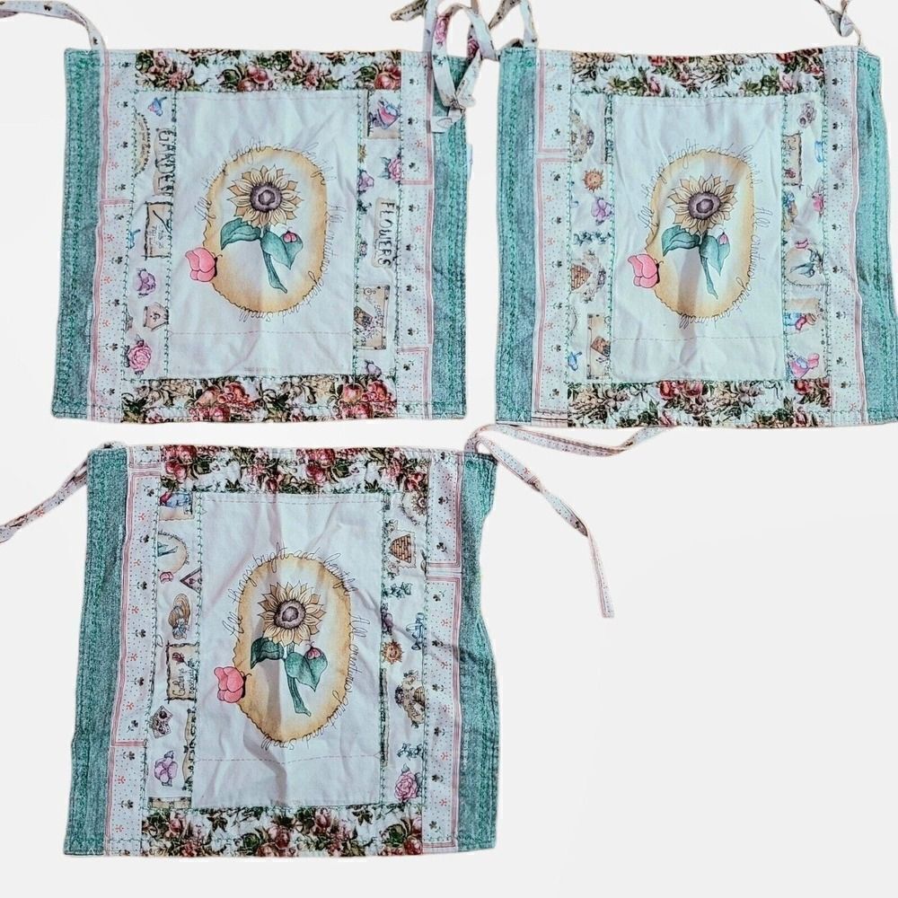 Handmade Seat Covers Floral Sunflower Hand Sewn Decor 3 Total Covers